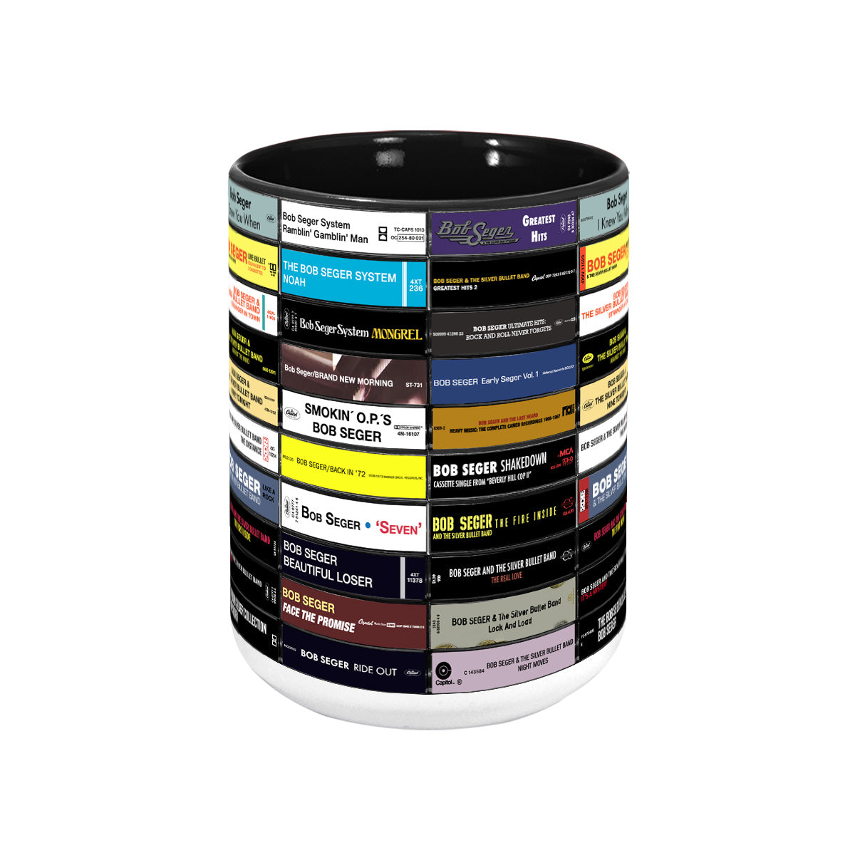 Bob Seger Albums Cassette Collection Retro Accent Mug - Extended Version