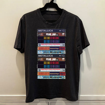 Iconic 90s Rock Albums Cassette Retro Collection Premium Unisex T-Shirt