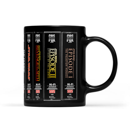 Retro VHS Star Wars Series Movies Collection Black Mug