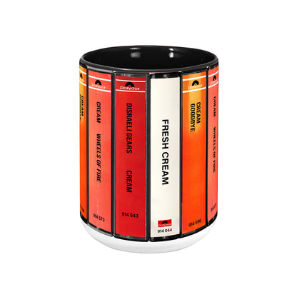 Cream Albums Cassette Collection Retro Accent Edge-to-Edge Printed Mug