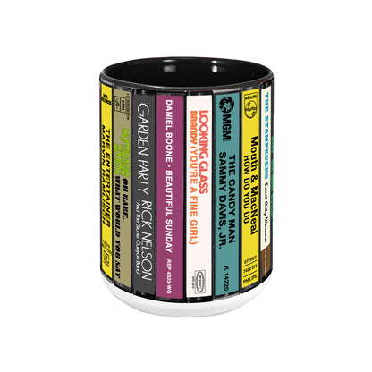 70s Pop Songs Albums Cassette Collection Retro Accent Edge-to-Edge Printed Mug - Volume 2