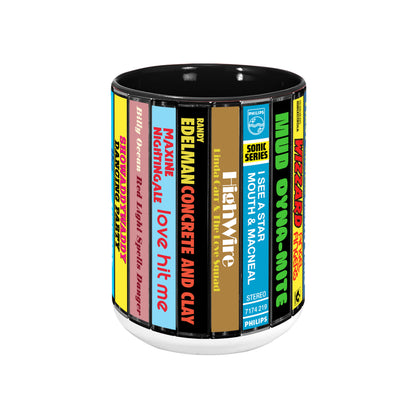 UK Pop Hits: More 70s Albums Cassette Collection Retro Accent Edge-to-Edge Printed Mug