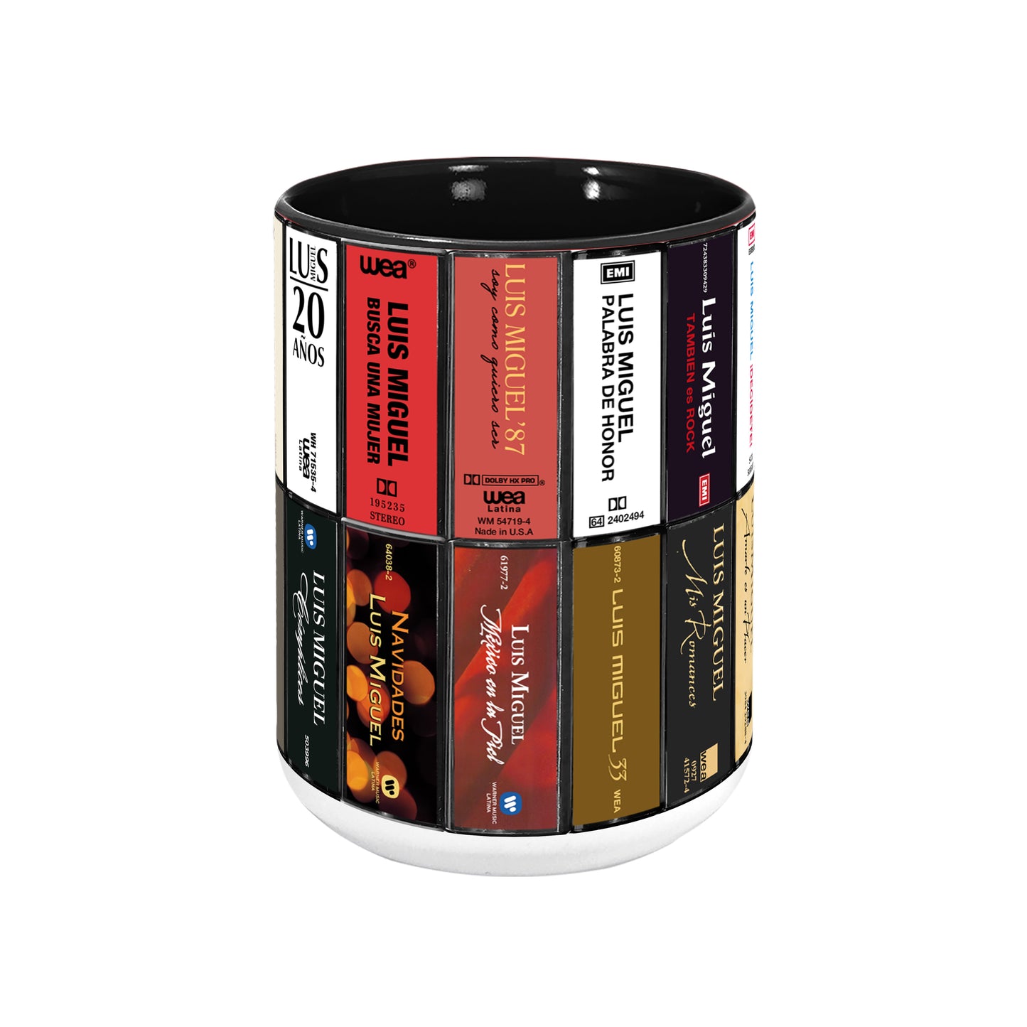 Luis Miguel Albums Cassette Collection Retro Accent Edge-to-Edge Printed Mug