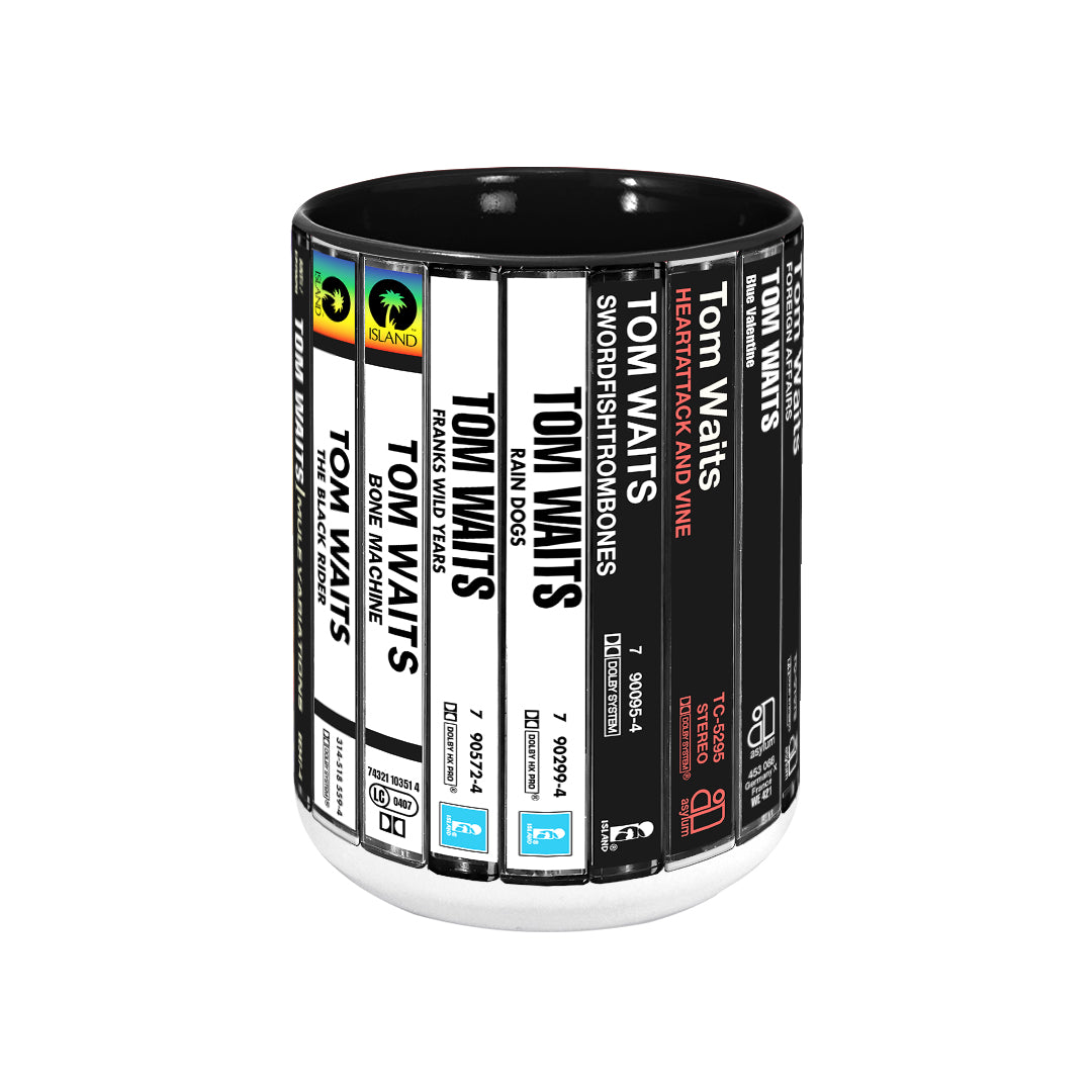 Tom Waits Albums Cassette Collection Retro Accent Edge-to-Edge Printed Mug