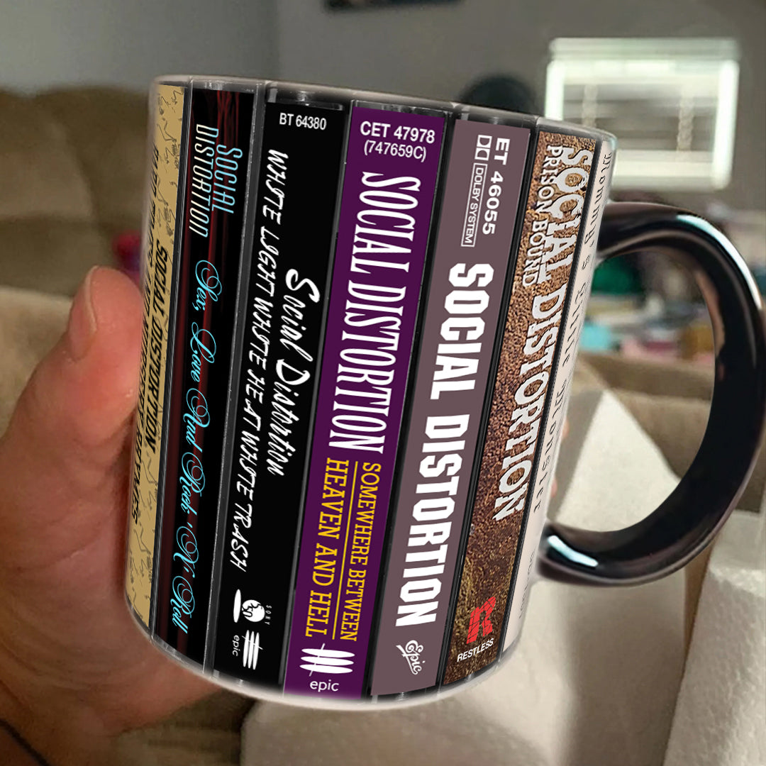 Social Distortion Albums Cassette Collection Retro Accent Edge-to-Edge Printed Mug