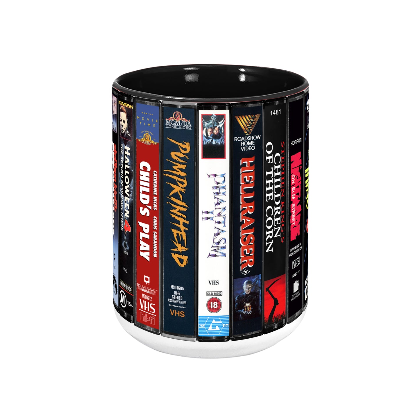 VHS Horror Movies Collection Retro Accent Edge-to-Edge Printed Mug