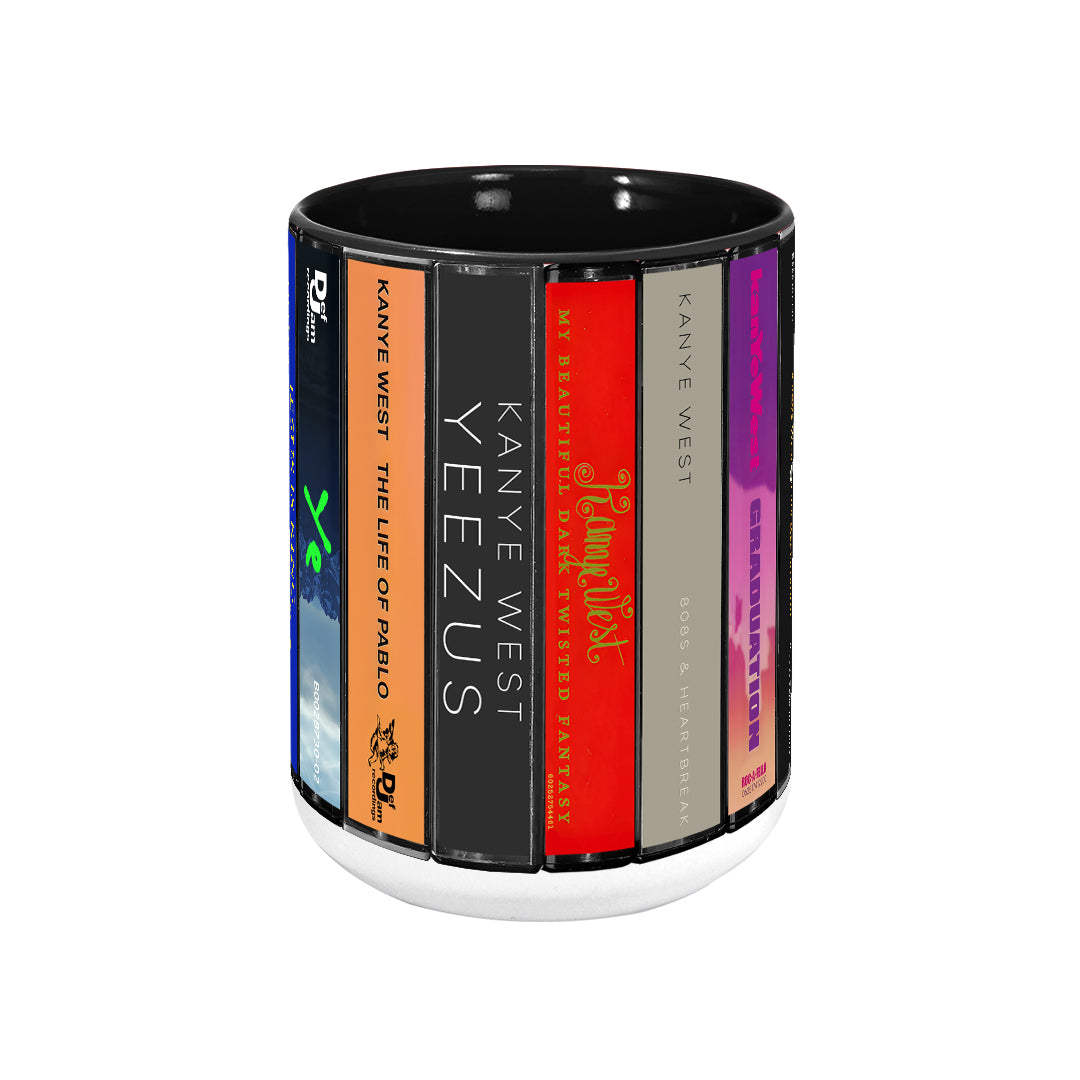 Kanye Wests Albums Cassette Collection Retro Accent Mug