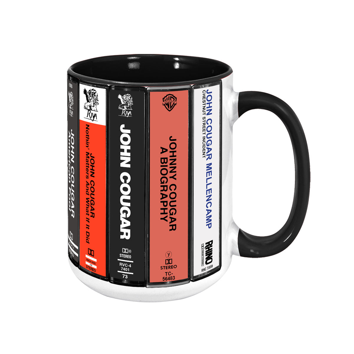 John Mellencamp Albums Cassette Collection Retro Accent Mug
