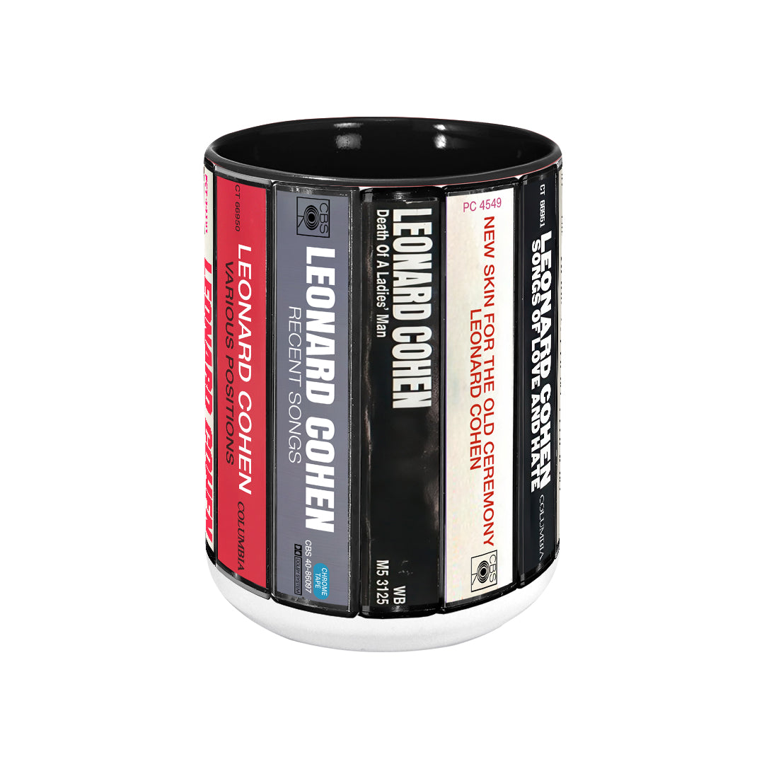 Leonard Cohen Albums Cassette Collection Retro Accent Mug