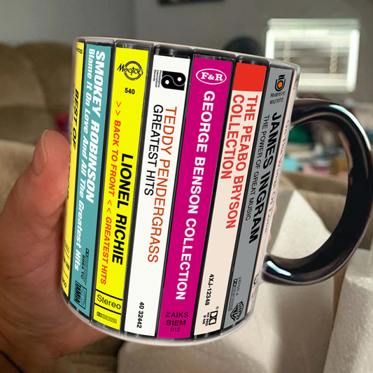 Male Soul Voices Albums Cassette Collection Retro Accent Edge-to-Edge Printed Mug