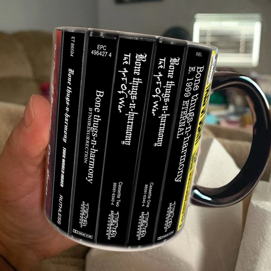 Bone Thugs-n-Harmony Albums Cassette Collection Retro Accent Edge-to-Edge Printed Mug