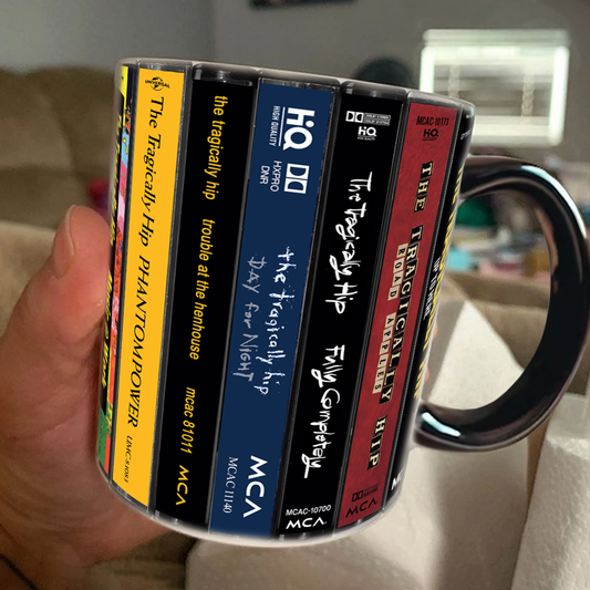 The Tragically Hip Albums Cassette Collection Retro Accent Edge-to-Edge Printed Mug