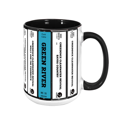 Creedence Clearwater Revival Albums Cassette Collection Retro Accent Edge-to-Edge Printed Mug