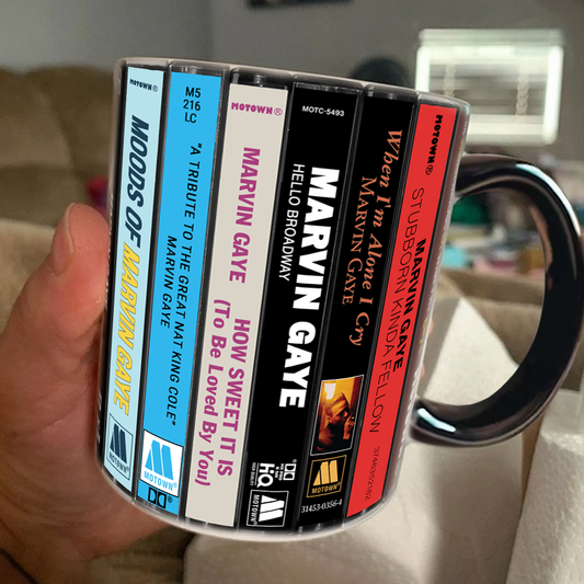 Marvin Gaye Albums Cassette Collection Retro Accent Edge-to-Edge Printed Mug