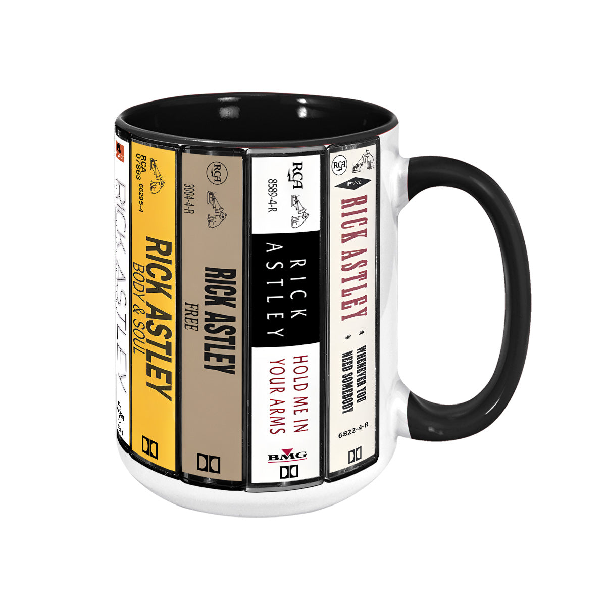 Rick Astley Albums Cassette Collection Retro Accent Mug