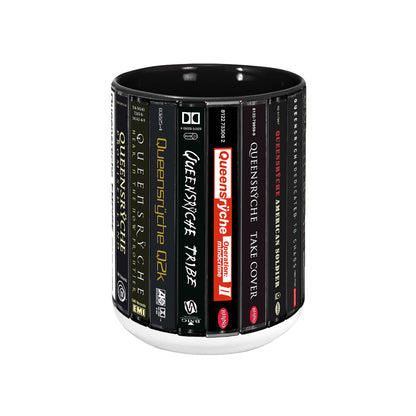 Queensrÿche Albums Cassette Collection Retro Accent Edge-to-Edge Printed Mug
