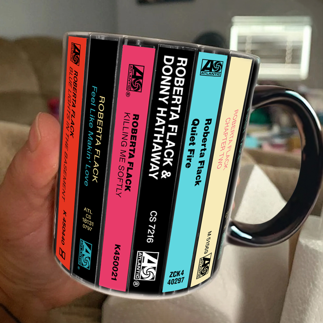 Roberta Flack Albums Cassette Collection Retro Accent Edge-to-Edge Printed Mug