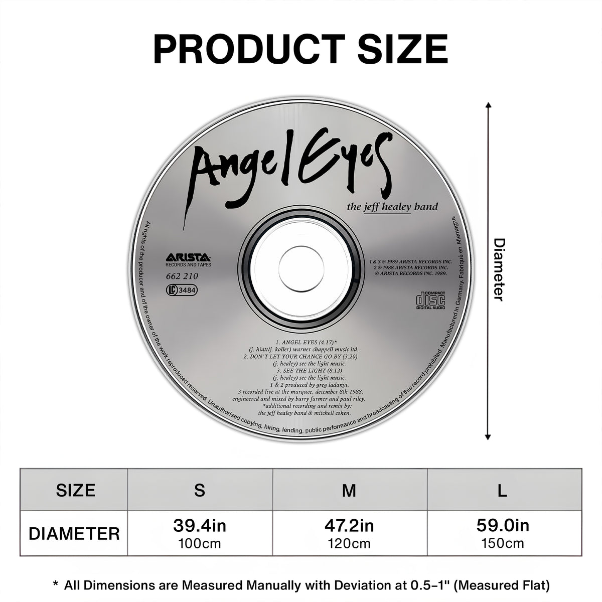 Angel Eyes- Jeff Healy Band Album Music CD Round Rug