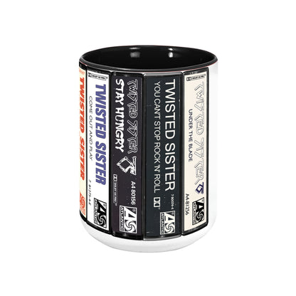 Twisted Sister Albums Cassette Collection Retro Accent Edge-to-Edge Printed Mug