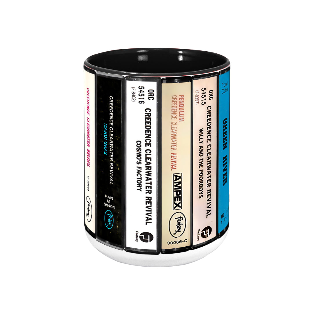 Creedence Clearwater Revival Albums Cassette Collection Retro Accent Edge-to-Edge Printed Mug