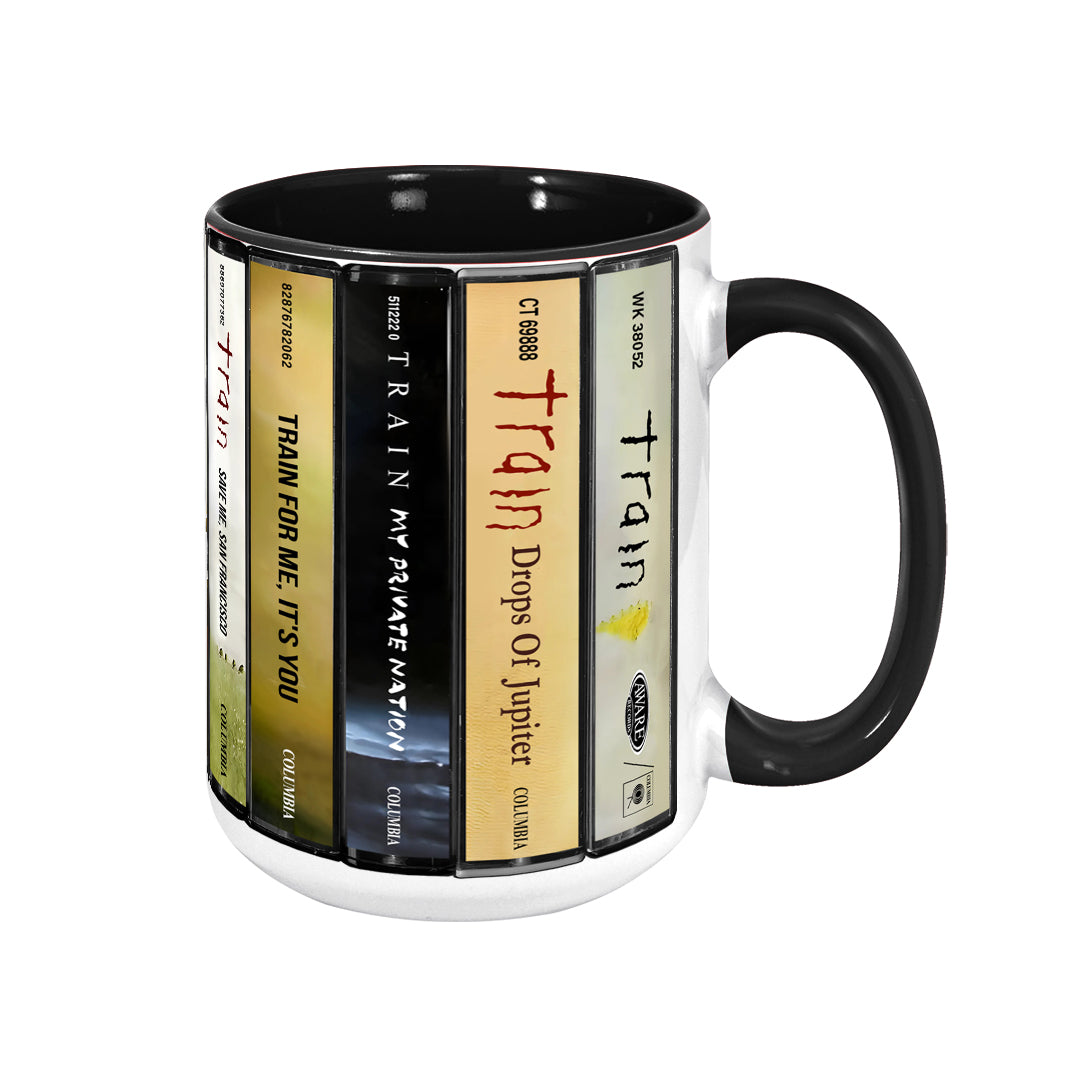 Train Albums Cassette Collection Retro Accent Mug