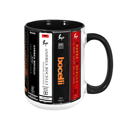 Andrea Bocelli Albums Cassette Collection Retro Accent Mug