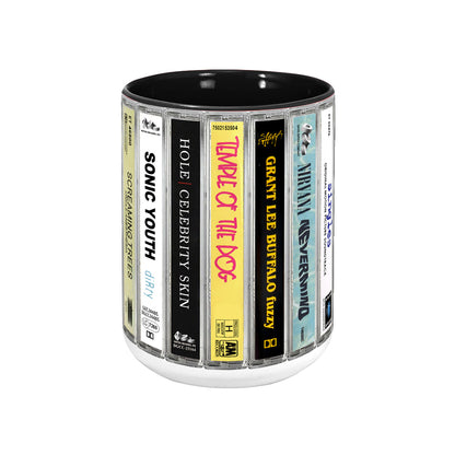 Classic Grunge Bands Music Cassette Accent Mug