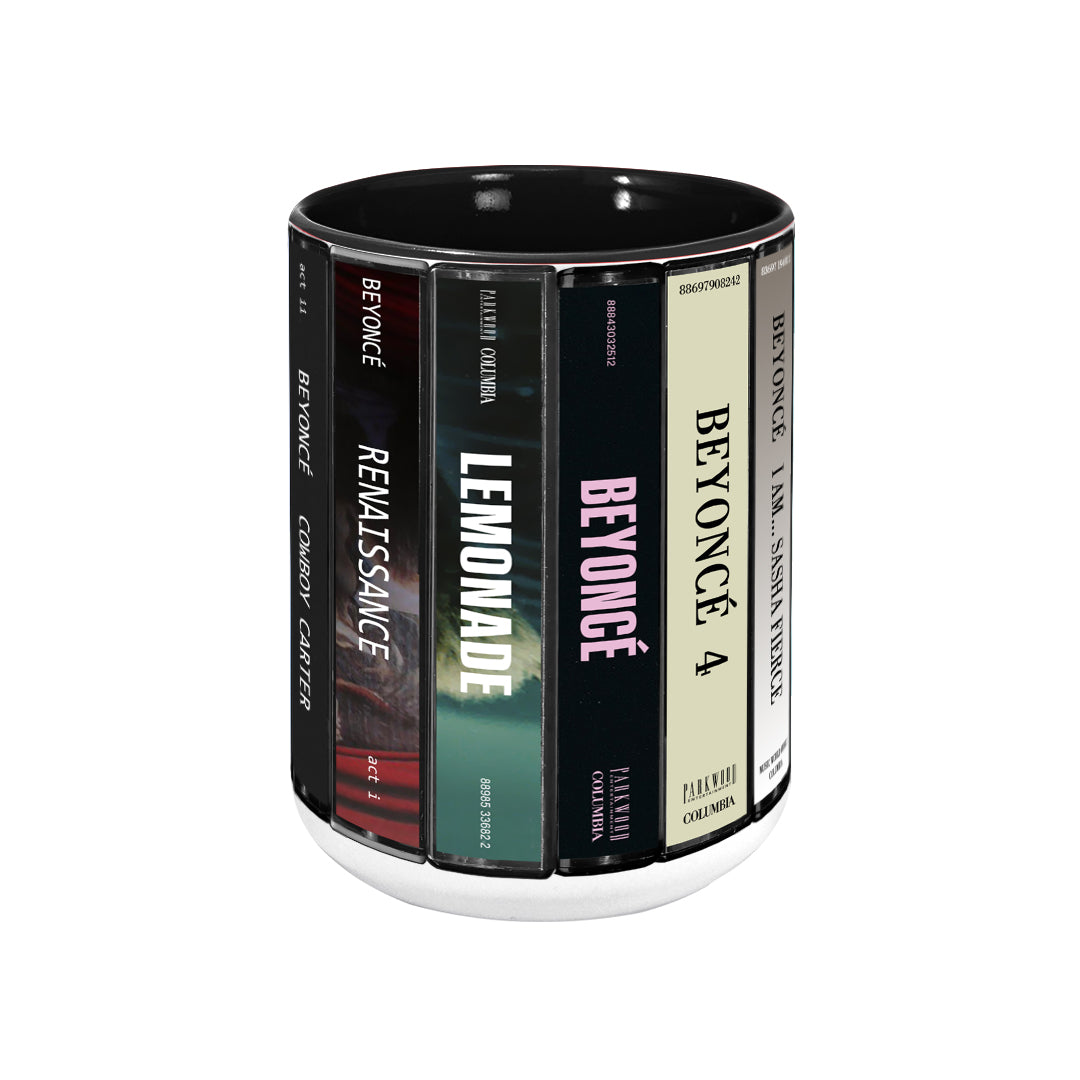 Beyoncé Albums Cassette Collection Retro Accent Edge-to-Edge Printed M ...