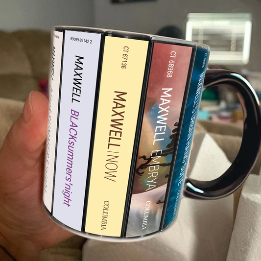 Maxwell Albums Cassette Collection Retro Accent Edge-to-Edge Printed Mug
