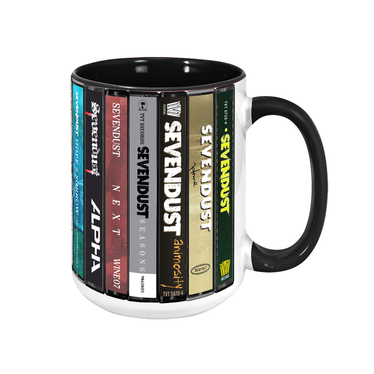 Sevendust Albums Cassette Collection Retro Accent Edge-to-Edge Printed Mug