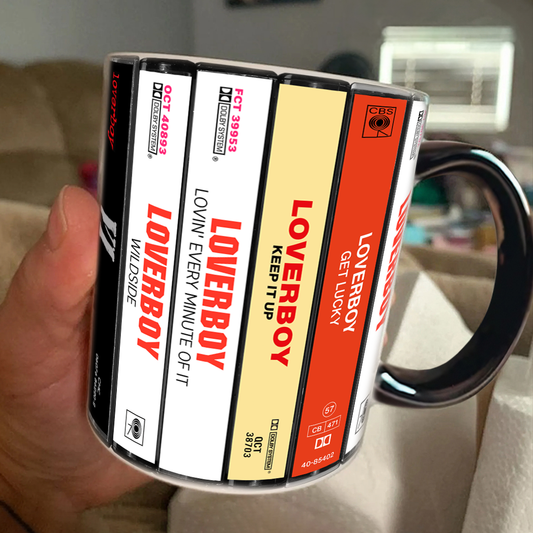 Loverboy Albums Cassette Collection Retro Accent Edge-to-Edge Printed Mug