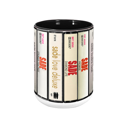 Sade Albums Cassette Collection Retro Accent Edge-to-Edge Printed Mug