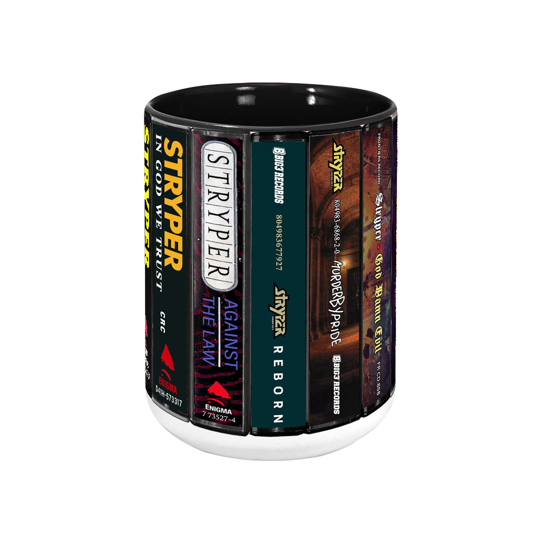 Stryper Albums Cassette Collection Retro Accent Edge-to-Edge Printed Mug