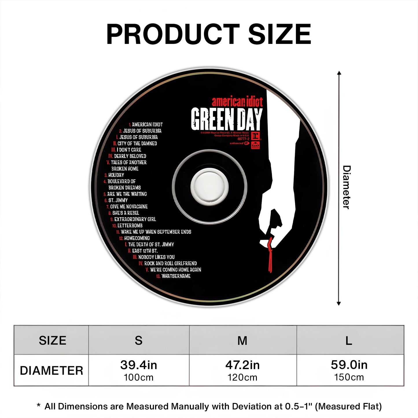 Green Day - American Idiot Album Music CD Round Rug