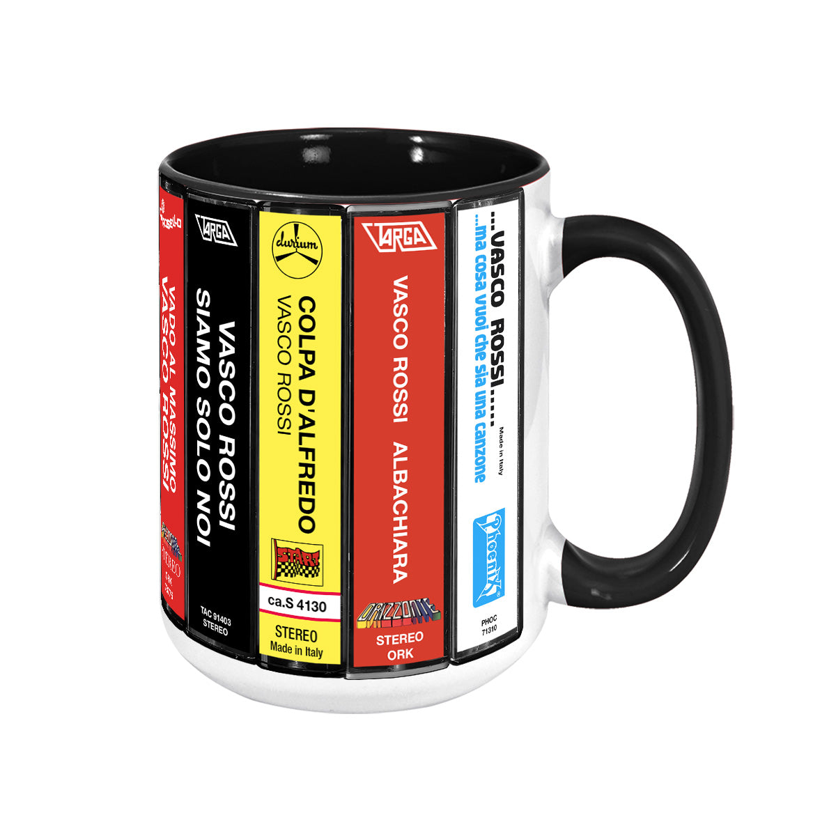 Vasco Rossi Albums Cassette Collection Retro Accent Mug