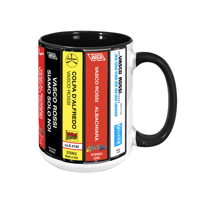 Vasco Rossi Albums Cassette Collection Retro Accent Mug