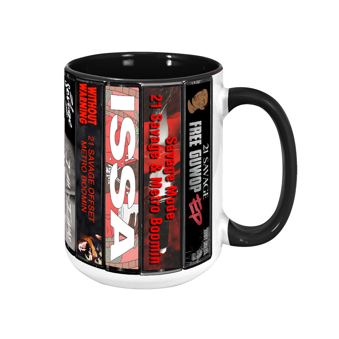 21 Savage Albums Cassette Collection Retro Accent Mug
