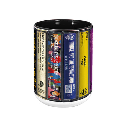 Prince Albums Cassette Collection Retro Accent Edge-to-Edge Printed Mug