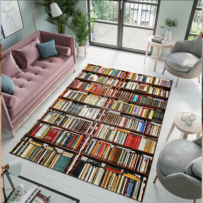 Books Shelf, Library Room Rug for Bookaholics