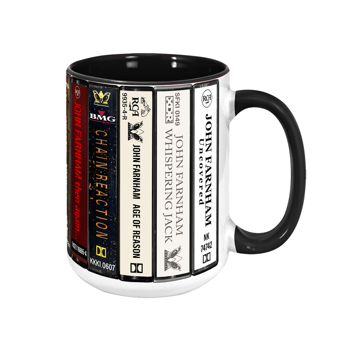 John Farnham Albums Cassette Collection Retro Accent Mug