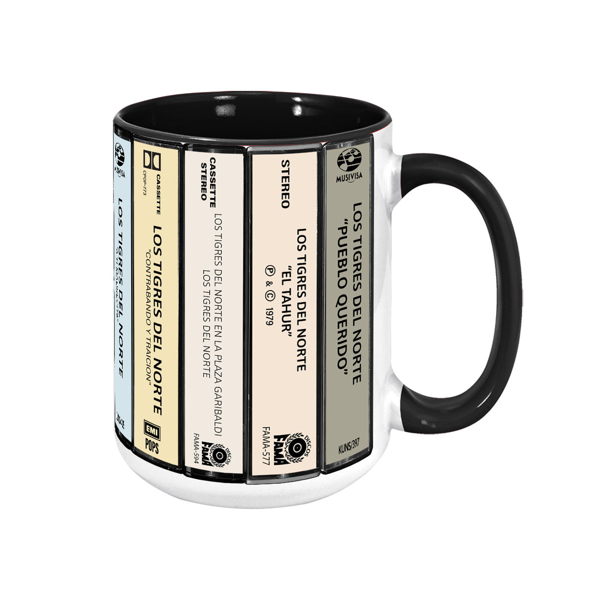 Los Tigres del Norte Albums Cassette Collection Retro Accent Mug
