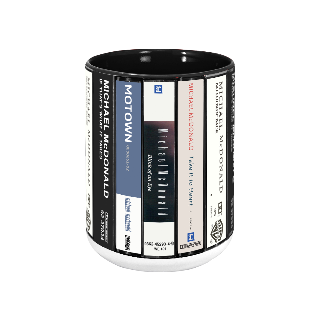 Michael McDonald Albums Cassette Collection Retro Accent Edge-to-Edge Printed Mug