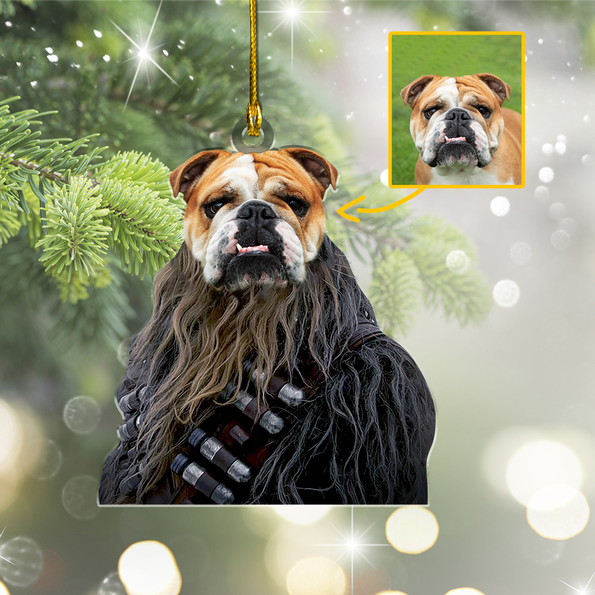 Custom Pet Photo Chewbacca Funny Christmas Ornament for Pet Lovers