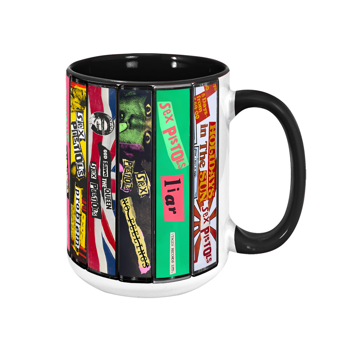 Sex Pistols Never Mind the Bollocks Album Cassette Collection Retro Accent Mug