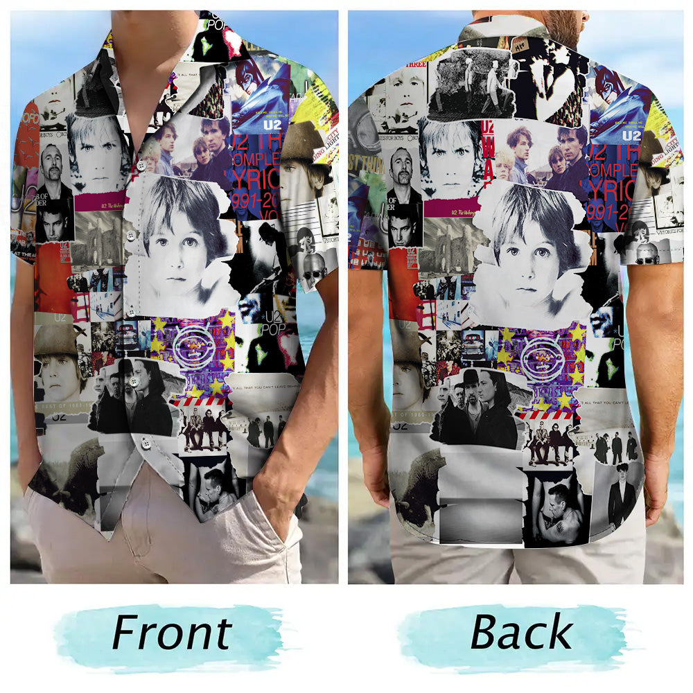 U2 Albums Covers Collage Unisex Hawaiian Shirt