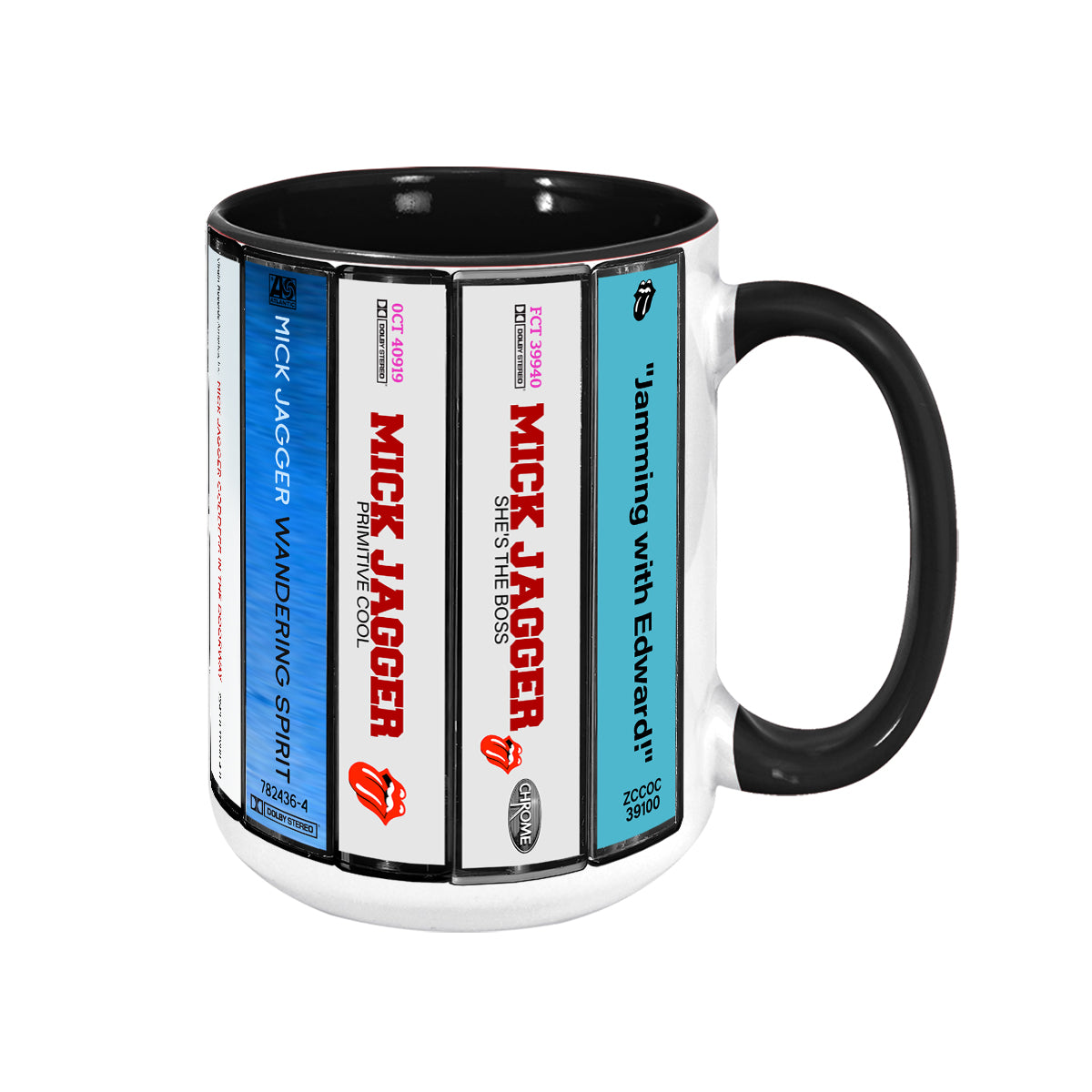 Mick Jagger Albums Cassette Collection Retro Accent Mug