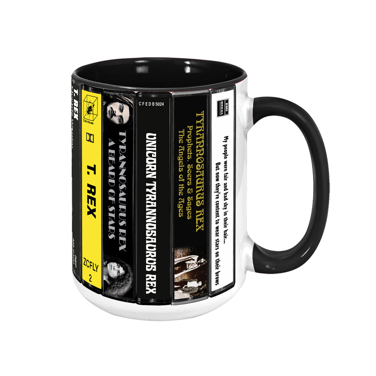 T. Rex Albums Cassette Collection Retro Accent Mug