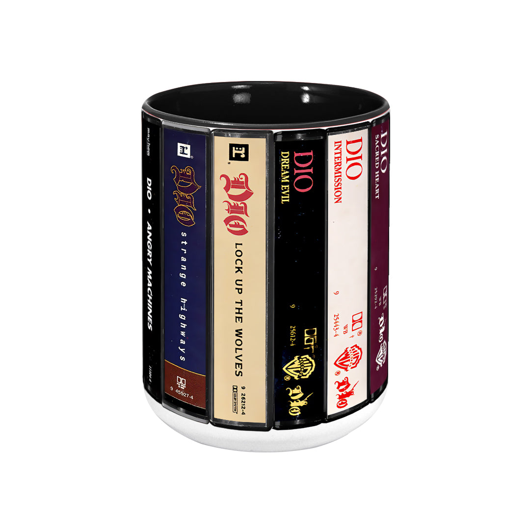 Dio Albums Cassette Collection Retro Accent Edge-to-Edge Printed Mug