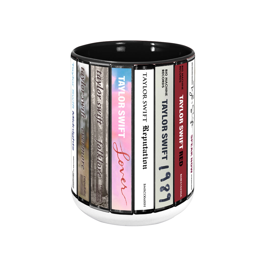 Taylor Swift Albums Cassette Collection Retro Accent Edge-to-Edge Printed Mug