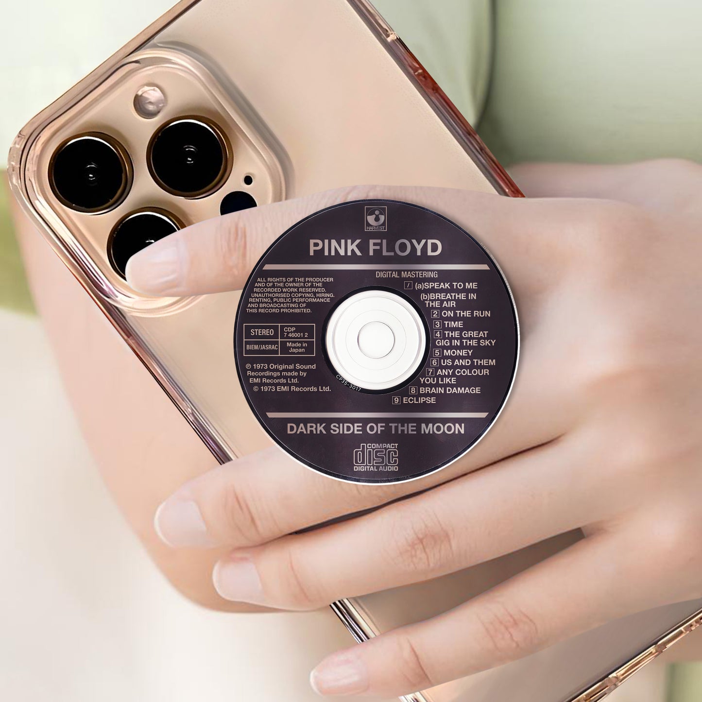 The Dark Side Of The Moon Albums CD Magnetic Phone Grip - Pink Floyd
